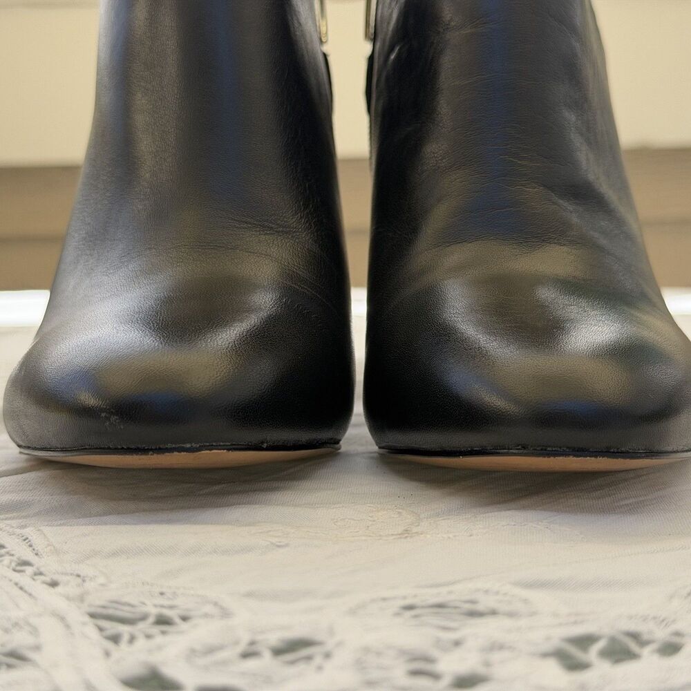 Vince Camuto Lokarie Black Leather Ankle Dress Booties Heels 7.5M 38 - Picture 6 of 11